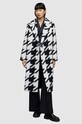 Odzież AllSaints płaszcz z domieszką wełny MABEL HOUNDSTOOTH CO WO089X czarny