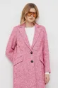 rózsaszín Sisley kabát gyapjú keverékből