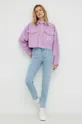 Rifľová bunda Calvin Klein Jeans ružová