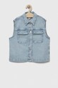 Tommy Hilfiger bezrękawnik jeansowy dziecięcy bez kaptura niebieski KG0KG07225.PPYX