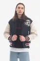 tmavomodrá Bunda bomber s prímesou vlny Billionaire Boys Club Leather Sleeve Astro Varsity Jacket B22401 Pánsky