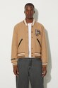 Odzież Filling Pieces kurtka bomber wełniana Varsity Jacket 81422209985 brązowy
