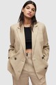 AllSaints marynarka z domieszką lnu PETRA BLAZER tkanina beżowy WT003Y