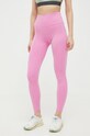Roxy legginsy treningowe Heart Into It x Mizuno z elastanem różowy ERJNP03487