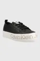 Δερμάτινα αθλητικά παπούτσια Calvin Klein Jeans Yw0yw01025 Vulc Flatf Low Wrap Around Logo μαύρο