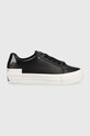 Αθλητικά Calvin Klein Jeans YW0YW00867 VULC FLATFORM BOLD LTH-GLOSSY απομίμηση λείου δέρματος μαύρο YW0YW00867