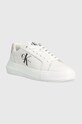 Δερμάτινα αθλητικά παπούτσια Calvin Klein Jeans YW0YW00823 CHUNKY CUPSOLE MONOLOGO W CHUNKY CUPSOLE MONO LTH WN YW0YW00823 λευκό AW24