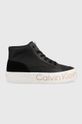 černá Sneakers boty Calvin Klein Jeans Yw0yw00865 Vulc Flatf Mid Wrap Around Logo Dámský