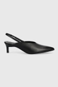 czarny Calvin Klein szpilki skórzane HW0HW01345 GEO STIL SLINGBACK PUMP 50 Damski