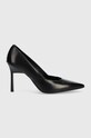 Δερμάτινες γόβες Calvin Klein HW0HW01346 GEO STILETTO PUMP 90 στιλέτο μαύρο HW0HW01346