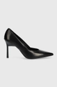 czarny Calvin Klein szpilki skórzane HW0HW01346 GEO STILETTO PUMP 90 Damski