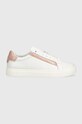 Кожени маратонки Calvin Klein HW0HW01353 LOGO CUPSOLE LACE UP изкуствен бял HW0HW01353