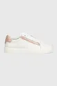 biały Calvin Klein sneakersy skórzane HW0HW01353 LOGO CUPSOLE LACE UP Damski