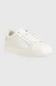 Δερμάτινα αθλητικά παπούτσια Calvin Klein HW0HW01353 LOGO CUPSOLE LACE UP λευκό