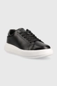 Calvin Klein sneakersy skórzane HW0HW01517 RAISED CUPSOLE LACE UP czarny