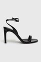 Calvin Klein sandale de piele subțire negru HW0HW01632