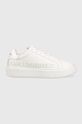 biały Karl Lagerfeld sneakersy skórzane KL62210 MAXI KUP Damski