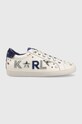 Karl Lagerfeld sneakersy skórzane KL60118 SKOOL syntetyczny biały KL60118.011