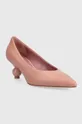 Шкіряні туфлі Weekend Max Mara Renza 2355210132600 рожевий