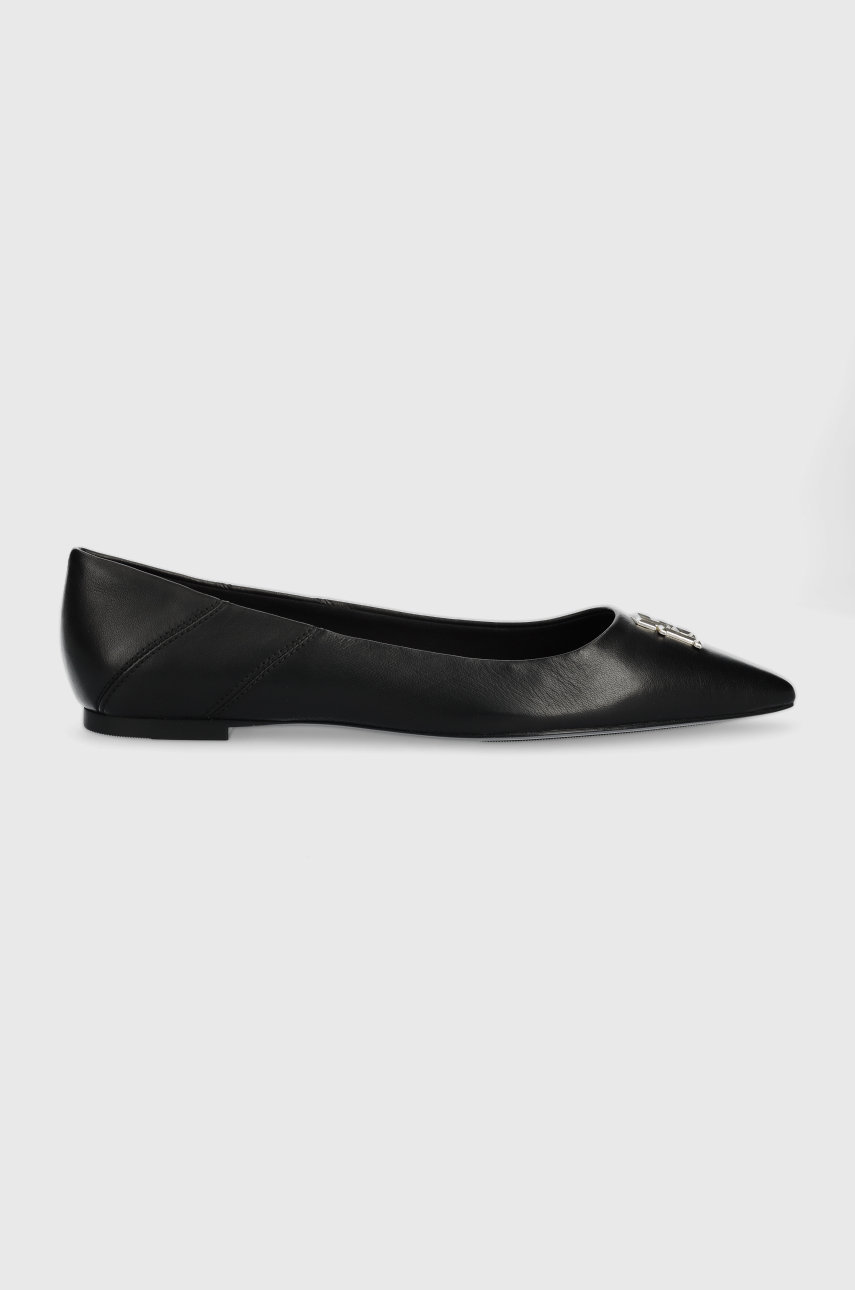 czarny Tommy Hilfiger baleriny skórzane fw0fw06842 pointy chic ballerina Damski