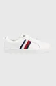 biały Tommy Hilfiger sneakersy skórzane fw0fw06903 essential stripes sneaker Damski