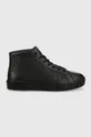 fekete Tommy Hilfiger bőr sportcipő Th Monogram Leather Sneaker High Női