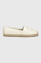 beżowy Tory Burch espadryle skórzane Woven Damski