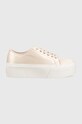 Superge Calvin Klein Jeans FLATFORM+ CUPSOLE SATIN Prijazno od planeta roza YW0YW00917