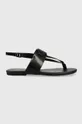 čierna Kožené sandále Calvin Klein Jeans FLAT SANDAL HW Dámsky