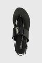 černá Kožené sandály Calvin Klein Jeans FLAT SANDAL HW