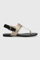crna Sandale Calvin Klein Jeans FLAT TOEPOST SANDAL SATIN/HW Ženski