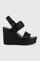 Calvin Klein Jeans sandale WEDGE SANDAL WEBBING coturn negru YW0YW00959