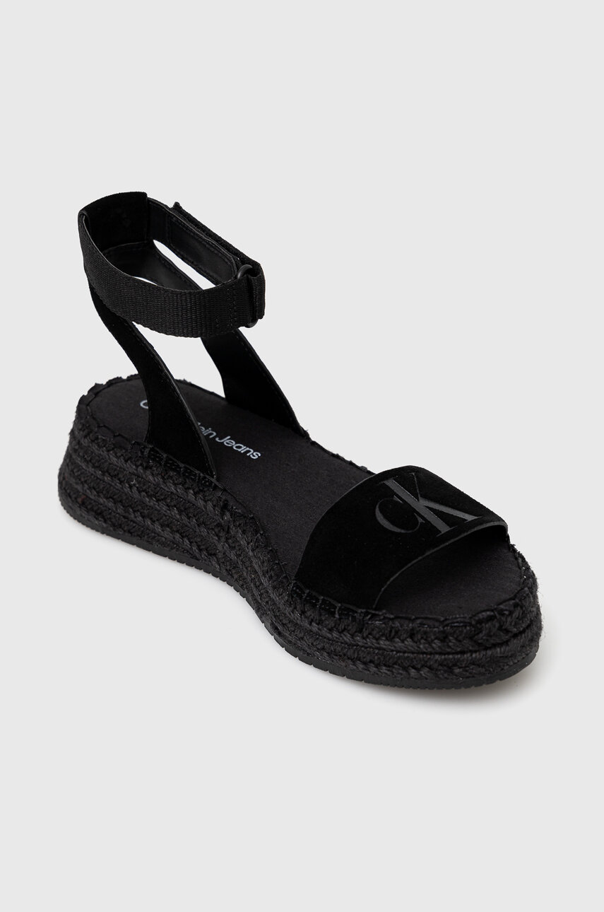 Calvin Klein Jeans sandale SPORTY WEDGE ROPE SU CON YW0YW00977 negru SS24