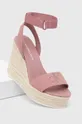 рожевий Замшеві сандалі Calvin Klein Jeans WEDGE SANDAL SU CON Жіночий