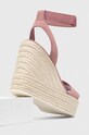 Încălțăminte Calvin Klein Jeans sandale din piele intoarsa WEDGE SANDAL SU CON YW0YW01026 roz