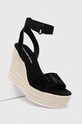 Calvin Klein Jeans sandale din piele intoarsa WEDGE SANDAL SU CON YW0YW01026 negru SS24