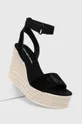 Semišové sandále Calvin Klein Jeans WEDGE SANDAL SU CON čierna
