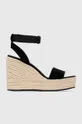čierna Semišové sandále Calvin Klein Jeans WEDGE SANDAL SU CON Dámsky
