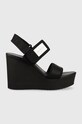Calvin Klein Jeans sandale WEDGE SANDAL BADGE coturn negru YW0YW01028