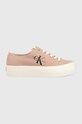 Πάνινα παπούτσια Calvin Klein Jeans VULC FLATFORM ESSENTIAL MONO VULC FLATFORM ESSENTIAL MONO Planet friendly μπεζ YW0YW01030