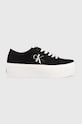 Calvin Klein Jeans tenisówki FLATFORM+ CUPSOLE LOW TXT Planet friendly czarny YW0YW01033