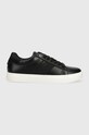 Calvin Klein sneakersy skórzane CLEAN CUPSOLE LACE UP - HE Planet friendly czarny HW0HW01415