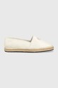 Calvin Klein espadryle skórzane ESPADRILLE W/HW płaski biały HW0HW01457