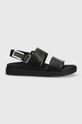 czarny Calvin Klein sandały skórzane ADJ SANDAL W/HW Damski