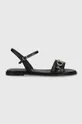 čierna Kožené sandále Calvin Klein ALMOND SANDAL W/HW Dámsky