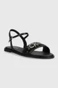 Calvin Klein sandały skórzane ALMOND SANDAL W/HW czarny