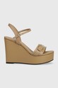 Kožené sandále Calvin Klein WEDGE 70HH W/HW usňová koža béžová HW0HW01485