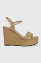 μπεζ Δερμάτινα σανδάλια Calvin Klein WEDGE 70HH W/HW Γυναικεία