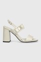 Calvin Klein sandały skórzane BLOCK HL SANDAL 85HH W/HW słupek beżowy HW0HW01486