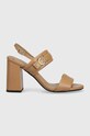 Calvin Klein sandały skórzane BLOCK HL SANDAL 85HH W/HW słupek beżowy HW0HW01486